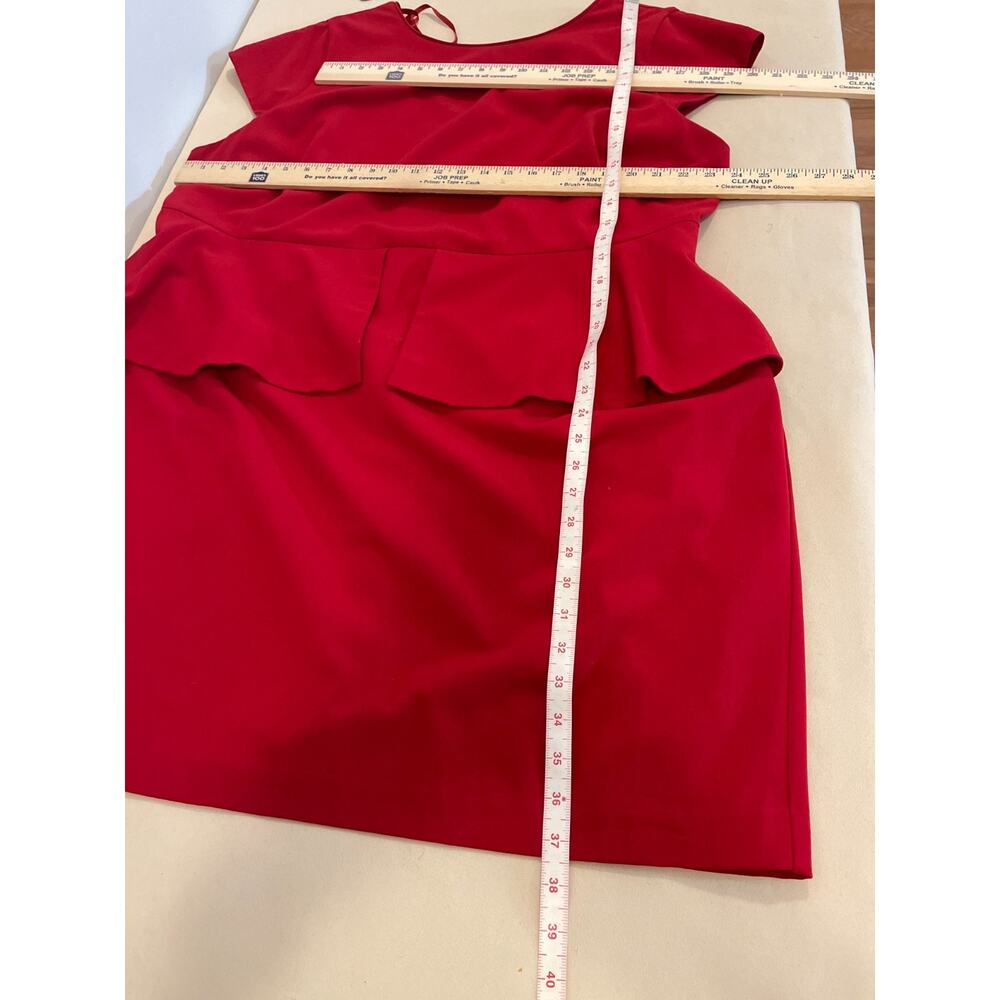 Worthington Peplum Sheath Dress Womens 24W Red Cap Sleeve Retro Revival Chic - Picture 8 of 8